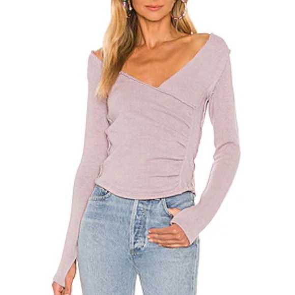 Free People Women’s Like A Boss Top Shirt Small Long Sleeve Tee Silverberry NWT - Picture 2 of 8